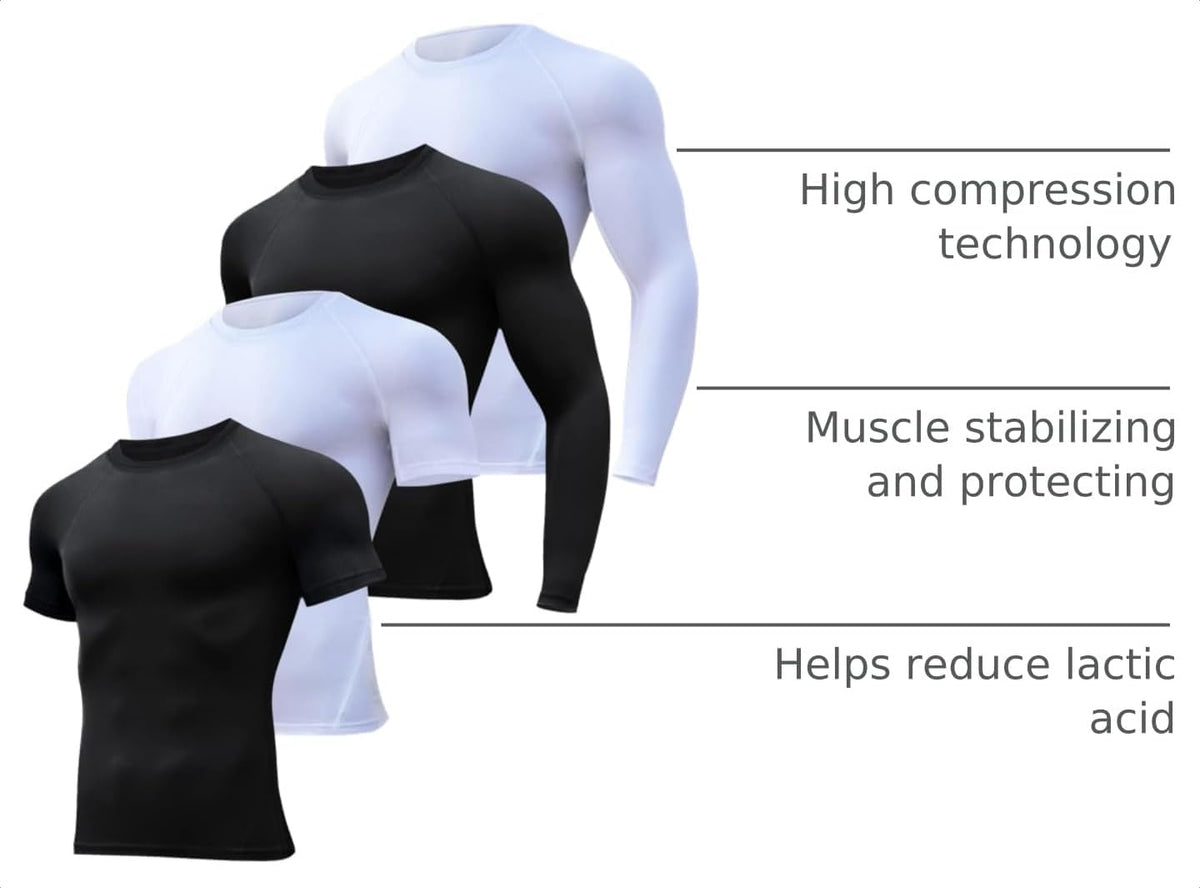 4/5 Pack Men'S Workout Compression Shirts Long/Short Sleeve Shirts