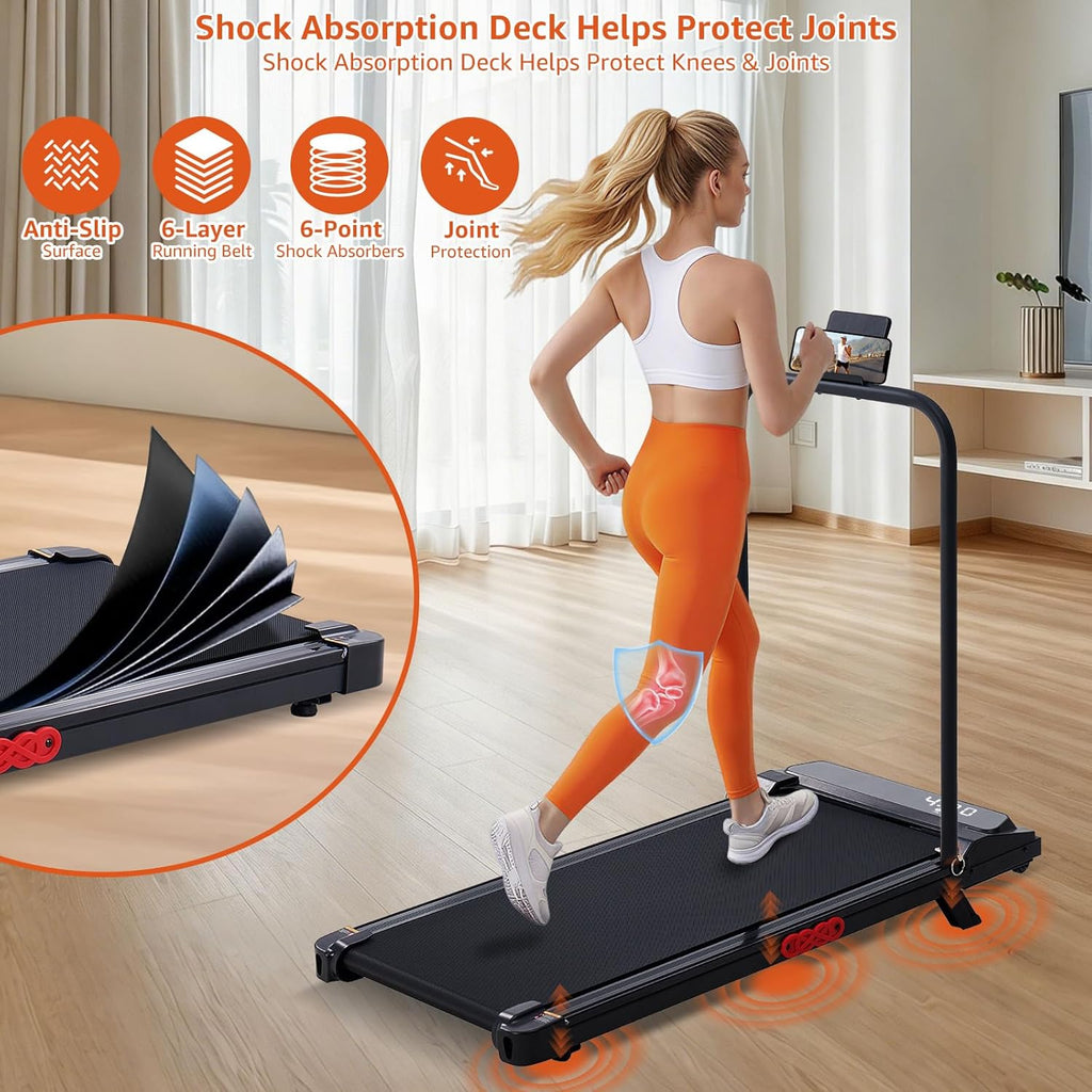 Small Walking Pad Treadmills with Handle Bar Incline for Home