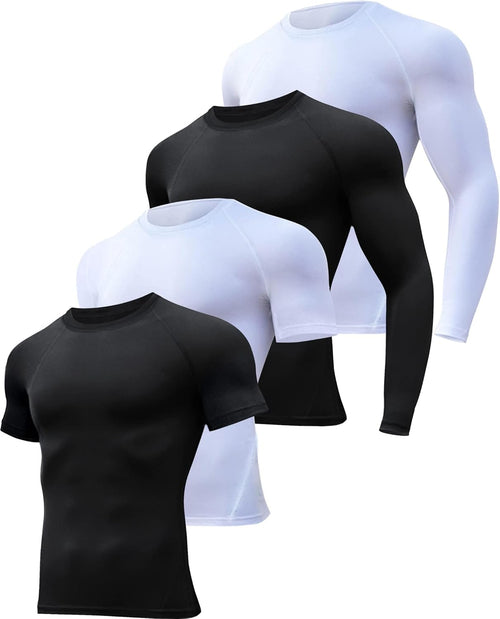4/5 Pack Men'S Workout Compression Shirts Long/Short Sleeve Shirts