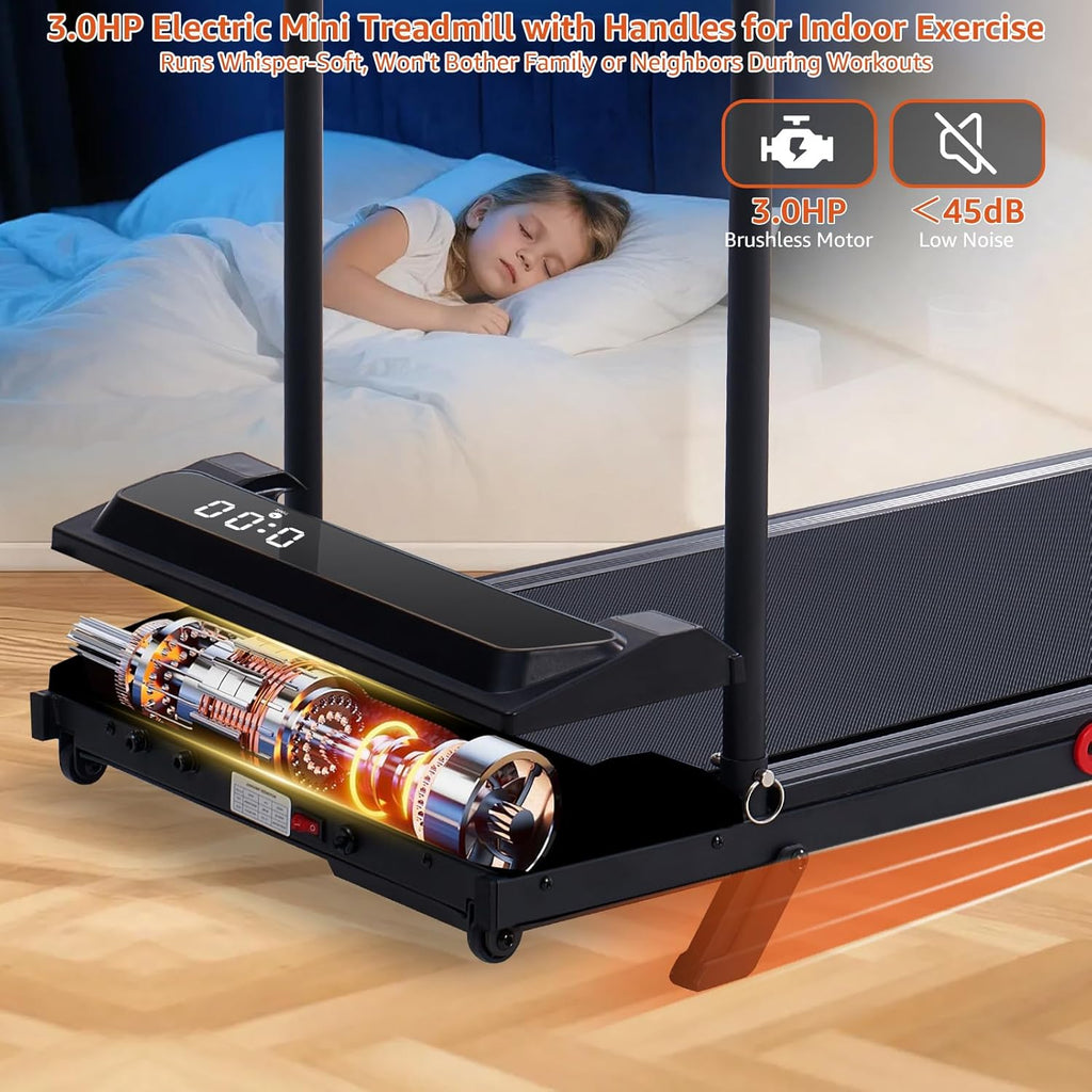 Small Walking Pad Treadmills with Handle Bar Incline for Home