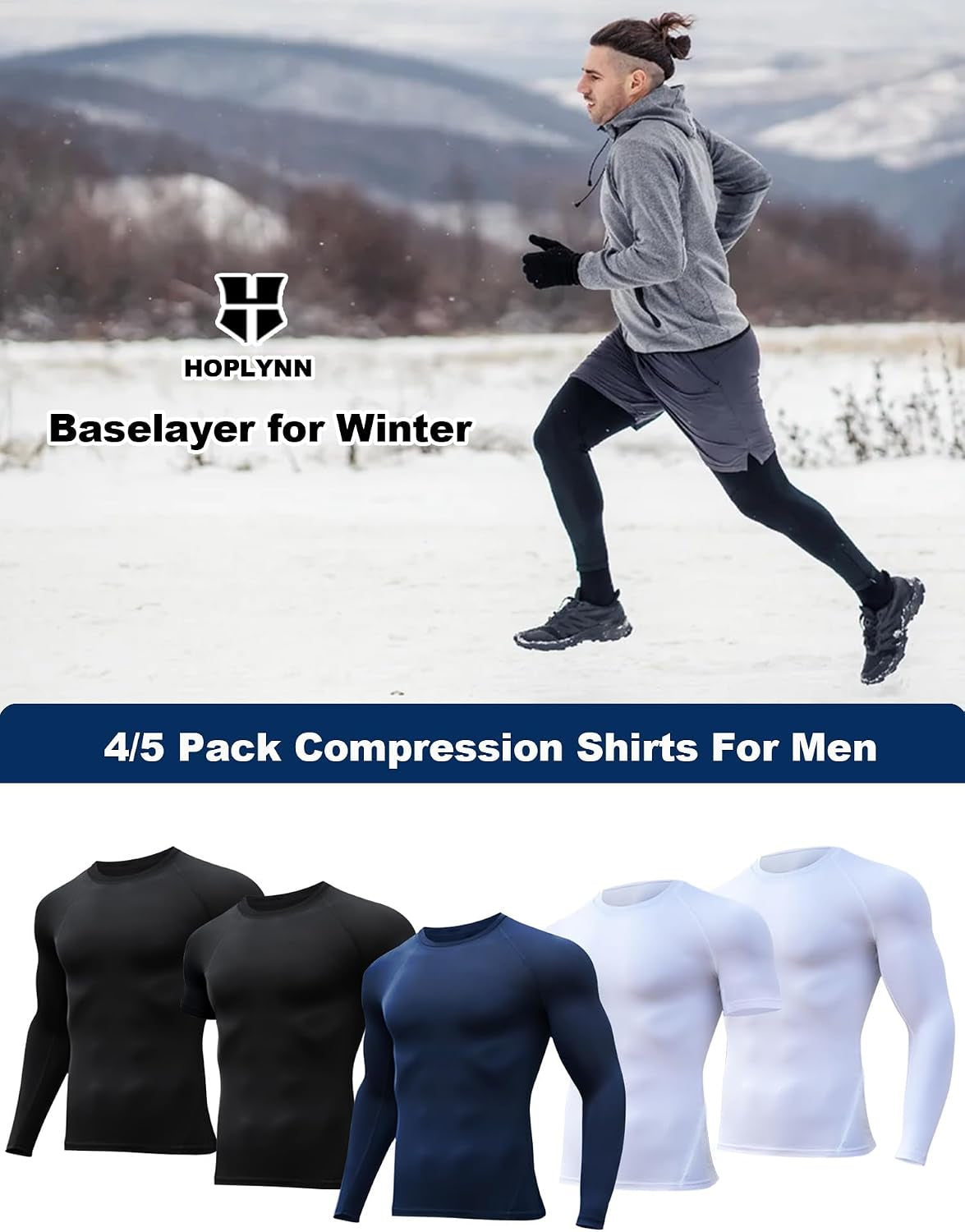 4/5 Pack Men'S Workout Compression Shirts Long/Short Sleeve Shirts